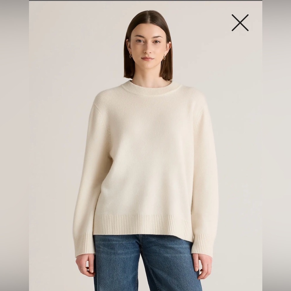 Quince Mongolian Cashmere Oversized Crewneck Sweater - Ivory